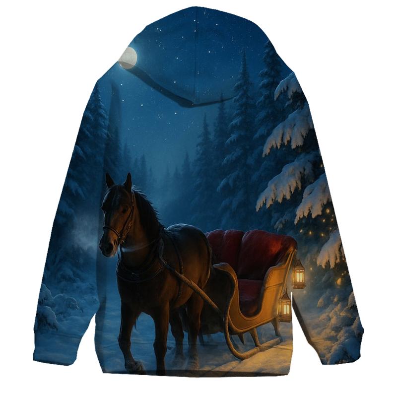 Starlit Sleigh Ride Through The Pines printed hoodies
