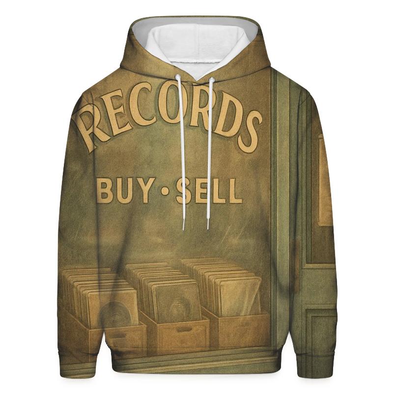 Old Vinyl Record Store Window Scene hoodie styles