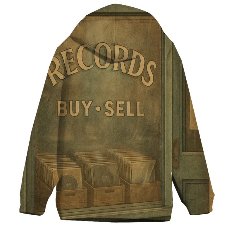Old Vinyl Record Store Window Scene hoodie styles