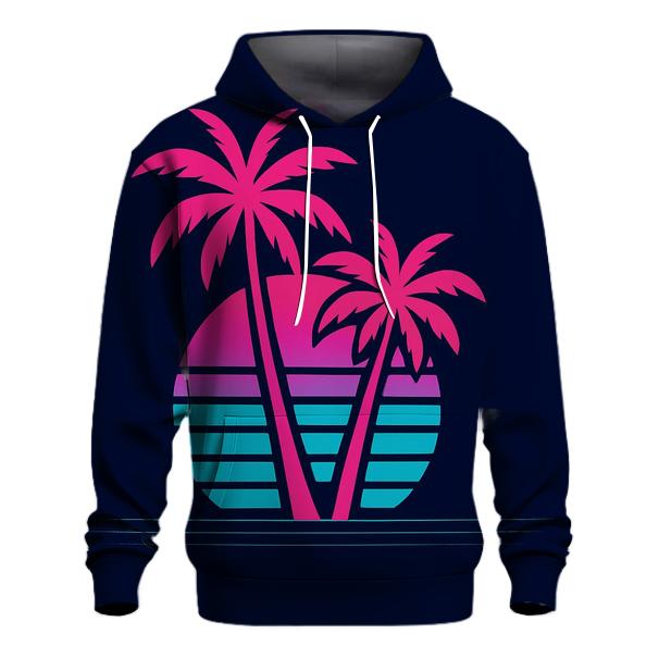Vaporwave Palm Mirage printed hoodies