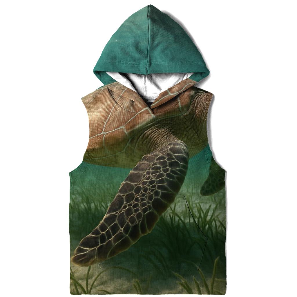 Green Sea Turtle Over Seagrass Meadow hoodie designs