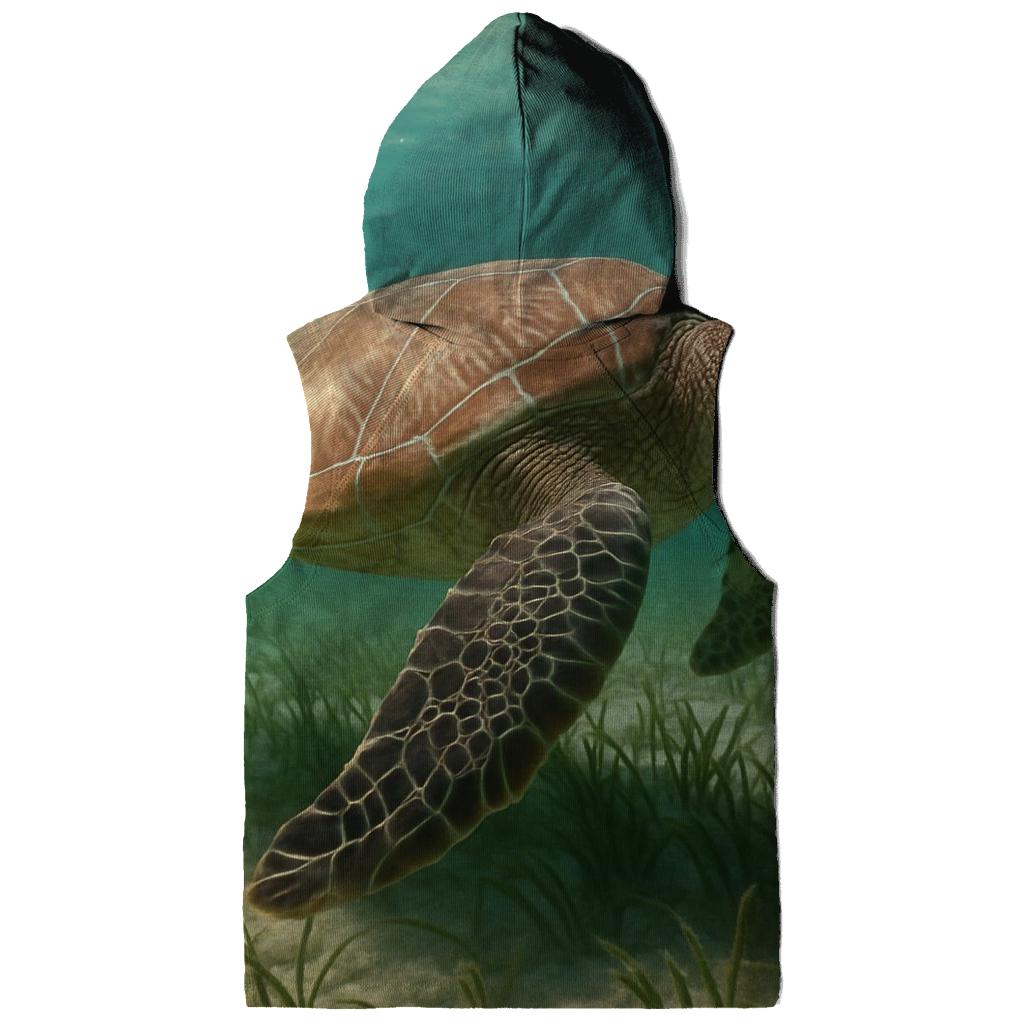 Green Sea Turtle Over Seagrass Meadow hoodie designs