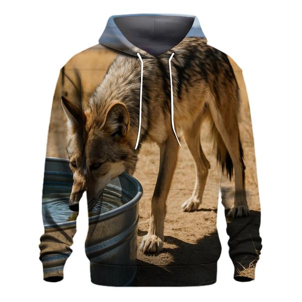Mexican Wolf At Desert Water Trough zip-up hoodies