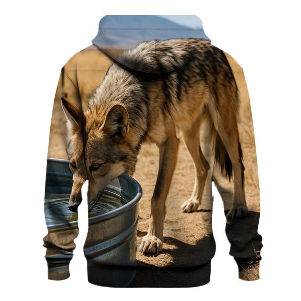 Mexican Wolf At Desert Water Trough zip-up hoodies