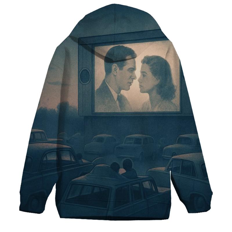 Classic Drive In Movie Night Scene embroidered hoodies