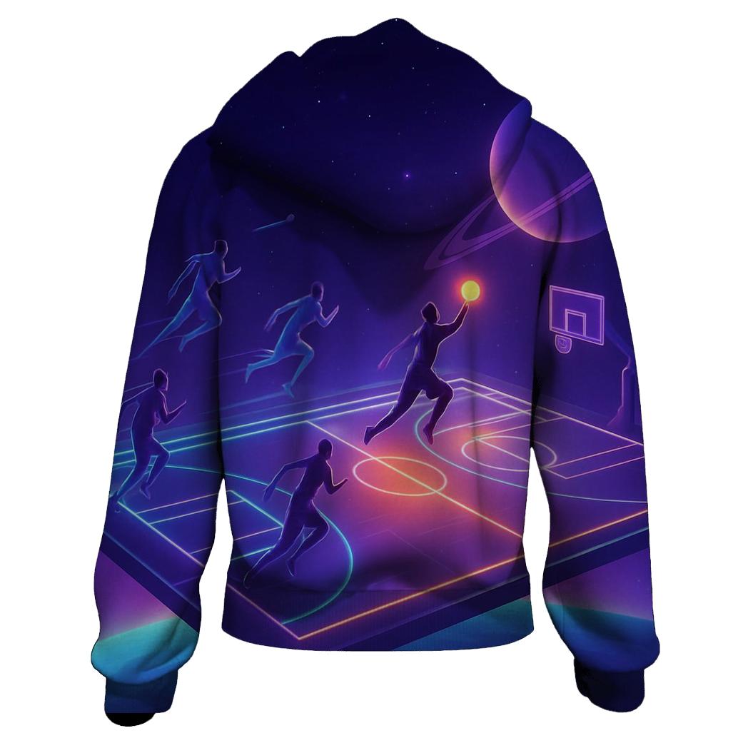 Galactic Basketball Court Horizon printed hoodies