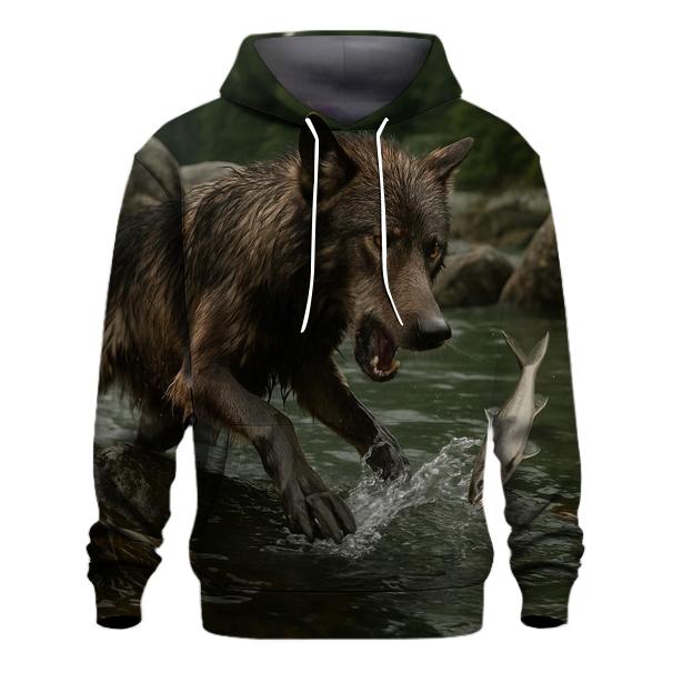 Coastal Wolf Fishing In Kelp Line hoodie trends