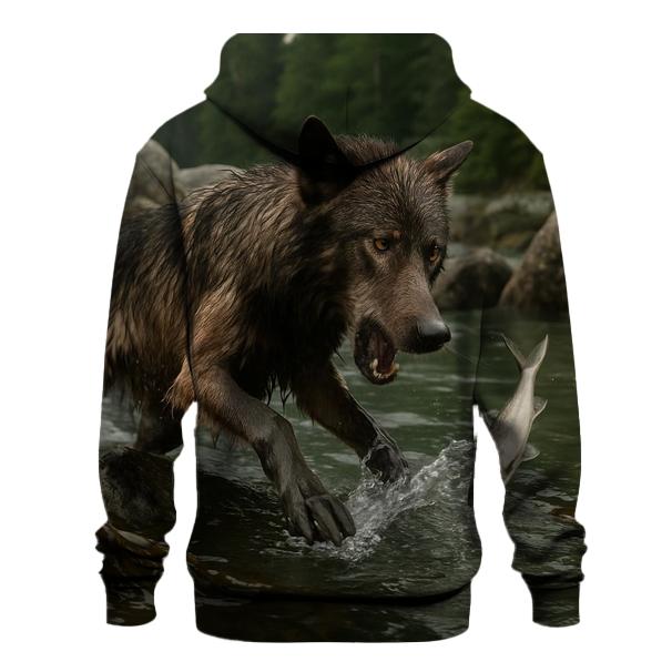 Coastal Wolf Fishing In Kelp Line hoodie trends
