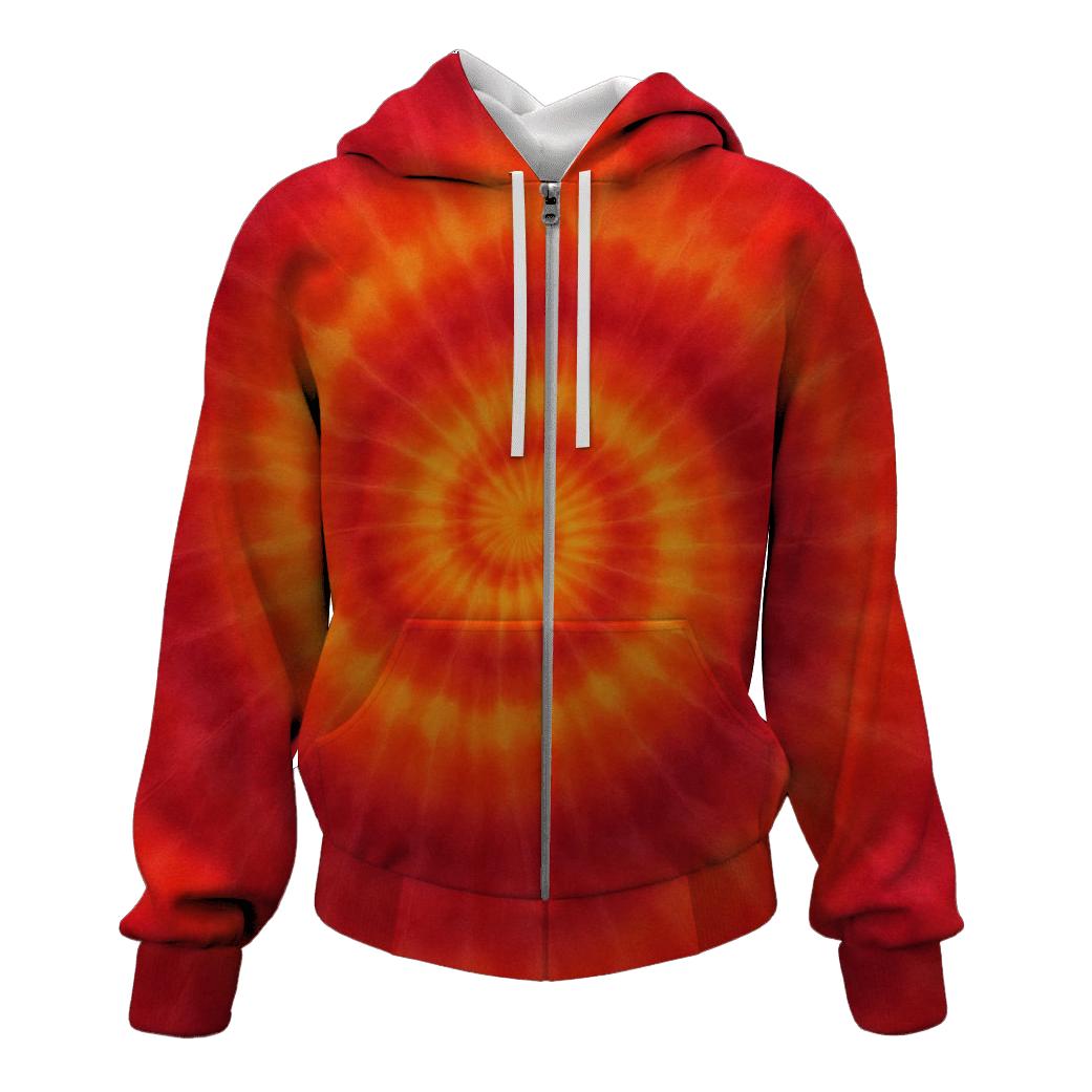 Solar Flare Spiral Overdye Panel heavyweight hoodies