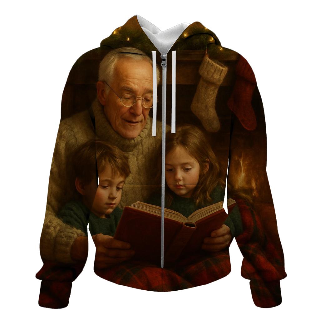 Candlelit Christmas Eve Storytime printed hoodies