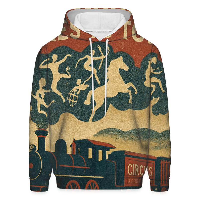Vintage Circus Train Travel Poster premium hoodies