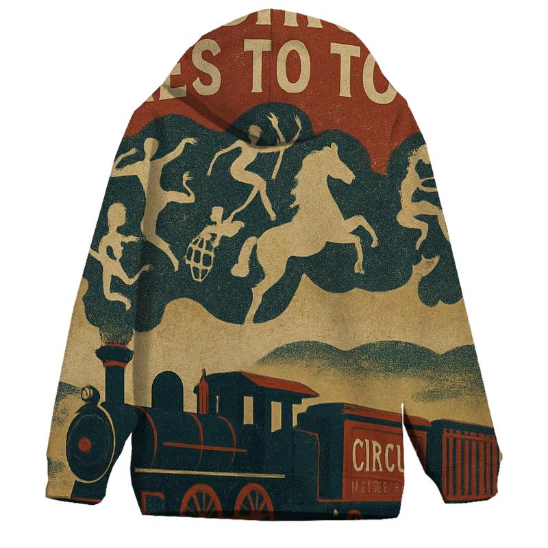 Vintage Circus Train Travel Poster premium hoodies