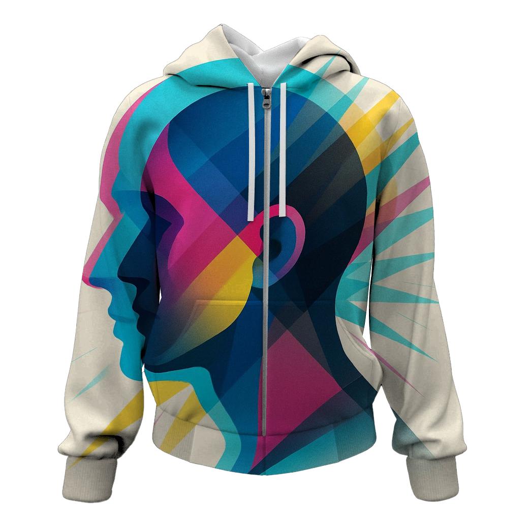 Prismatic Echo Portrait lightweight hoodies