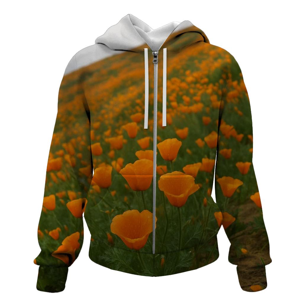 Wild California Poppies After Spring Rain printed hoodies