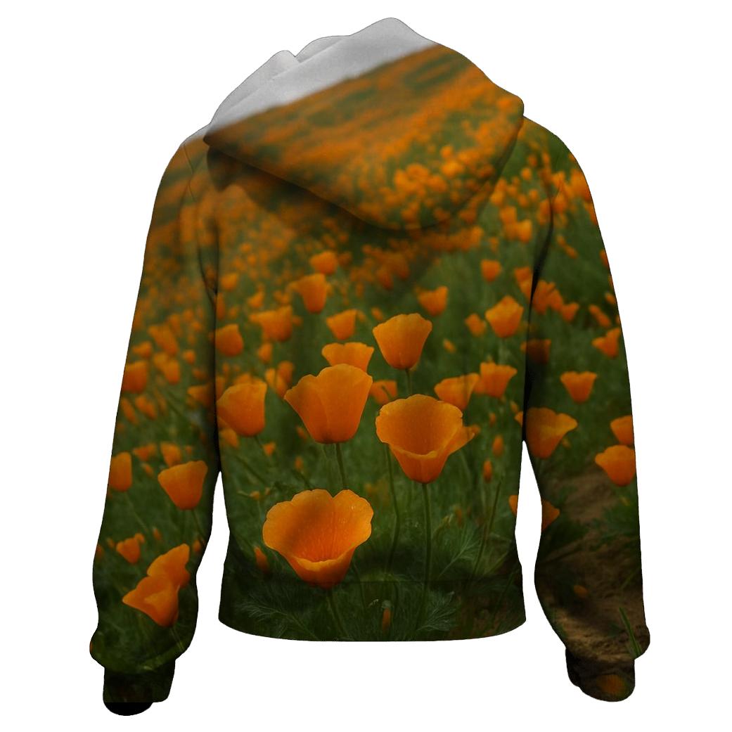 Wild California Poppies After Spring Rain printed hoodies