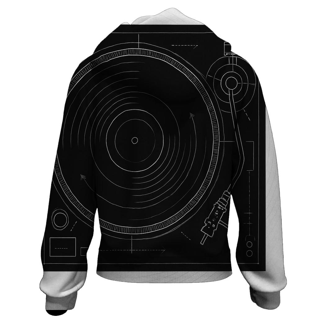 Monochrome Turntable Blueprint custom hoodies