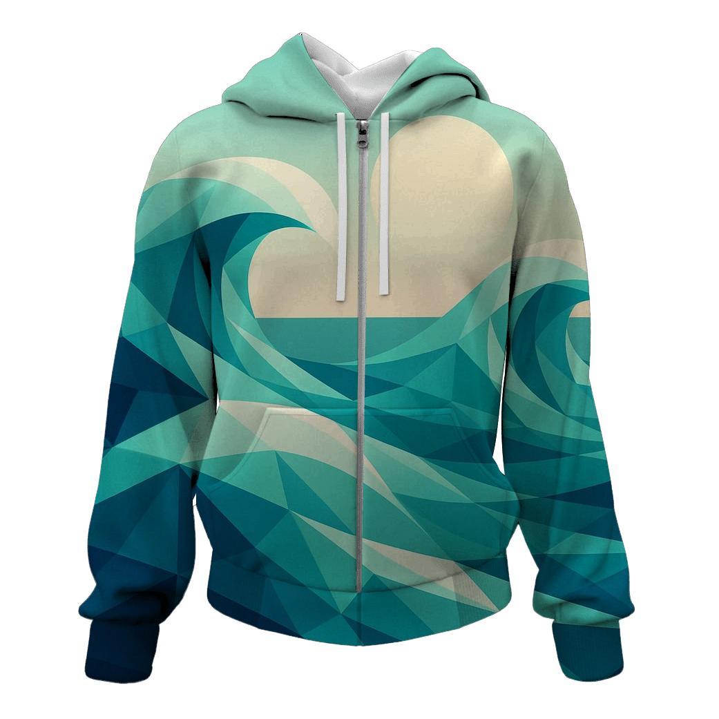 Geometric Tide Horizon embroidered hoodies