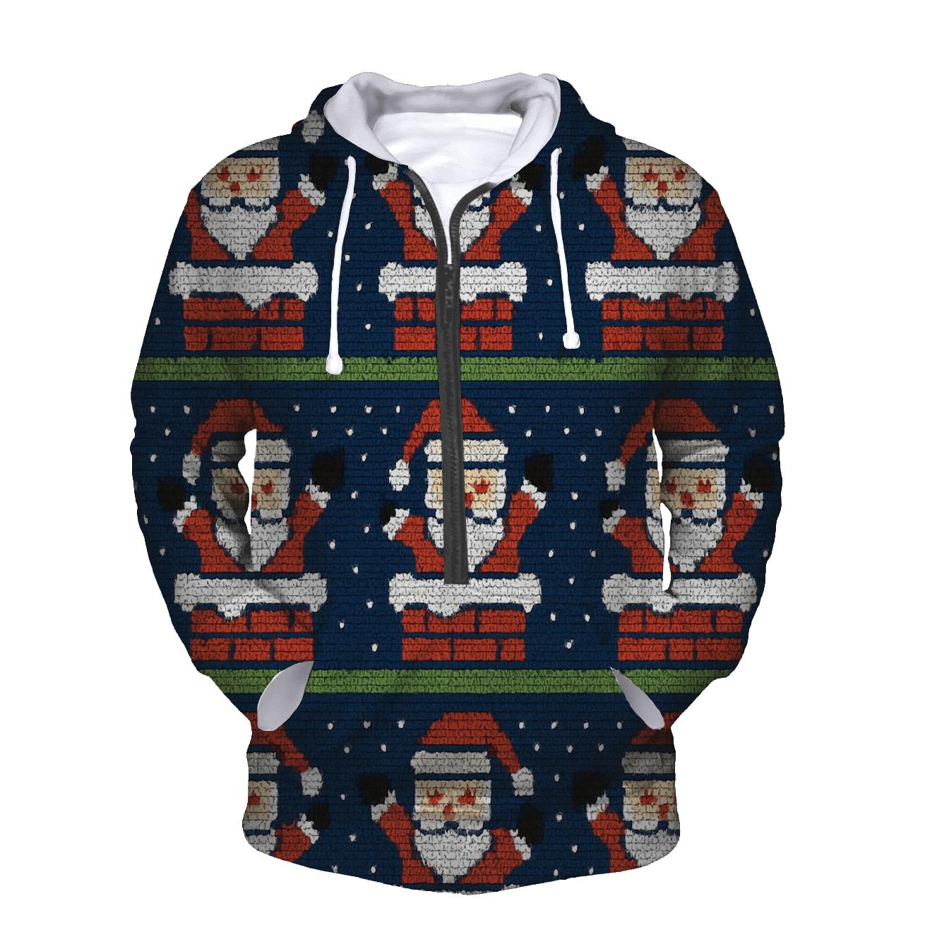 Santa Chimney Stripe Design heavyweight hoodies