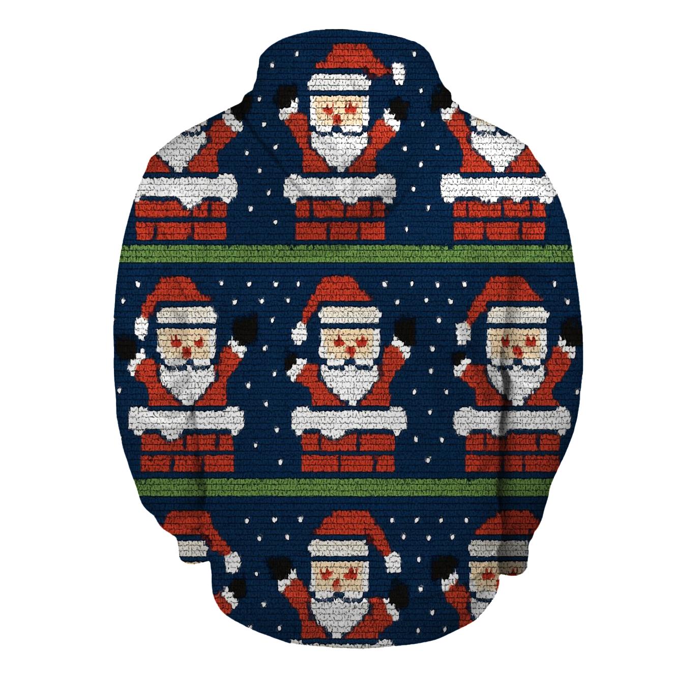 Santa Chimney Stripe Design heavyweight hoodies