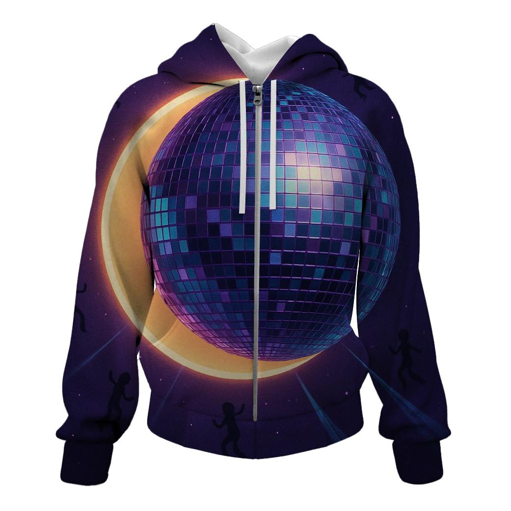 Holographic Disco Eclipse zip-up hoodies