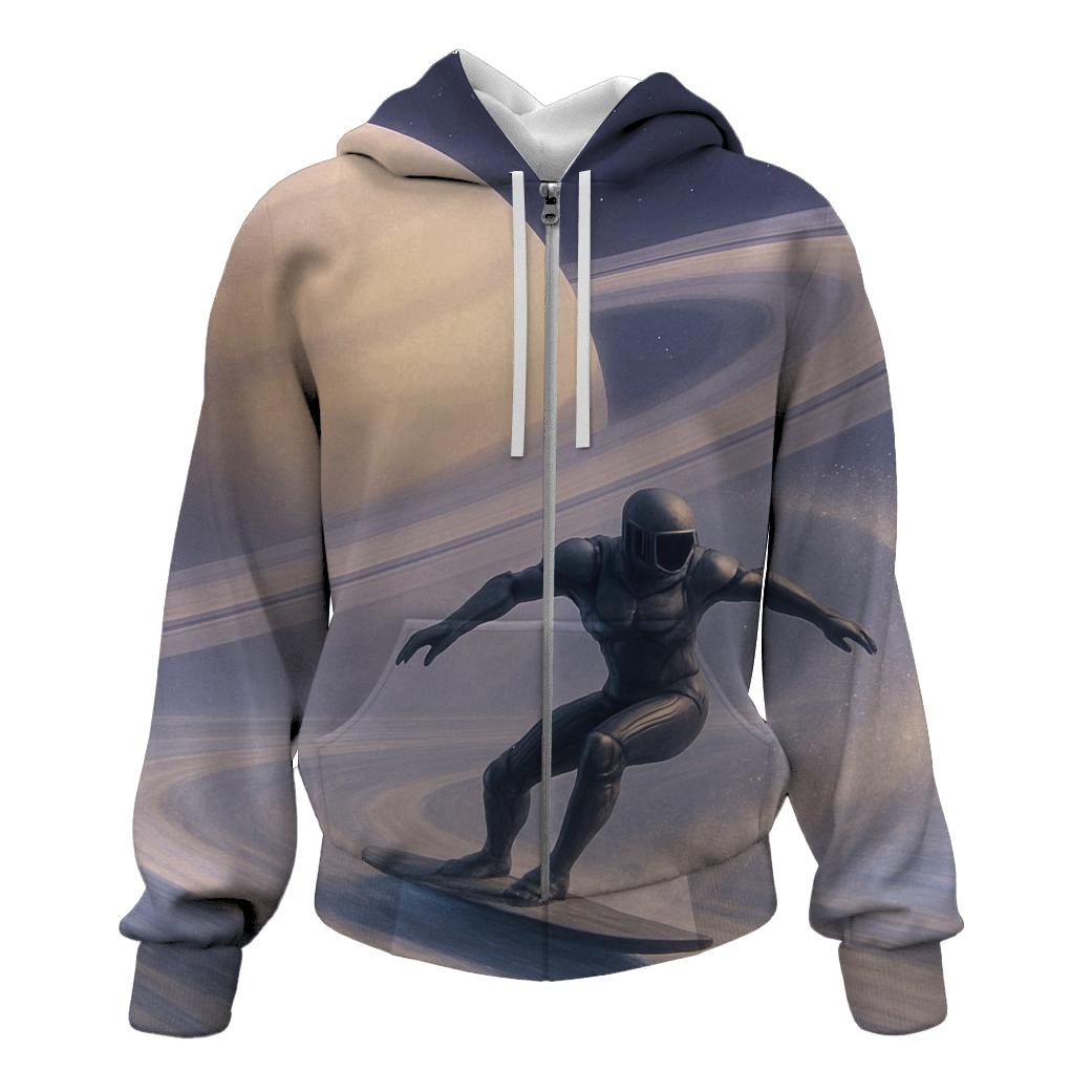 Saturn Rings Surf Session zip-up hoodies