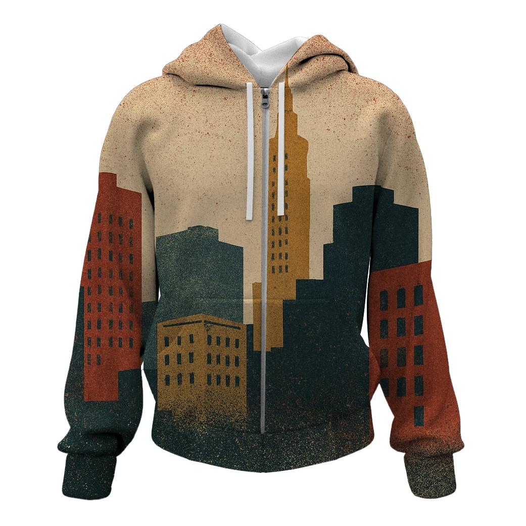Analog Noise Skyline zip-up hoodies