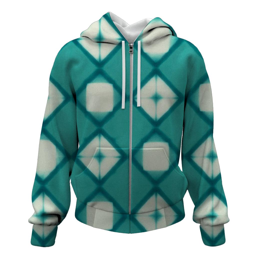 Teal Itajime Prism Grid hoodie designs