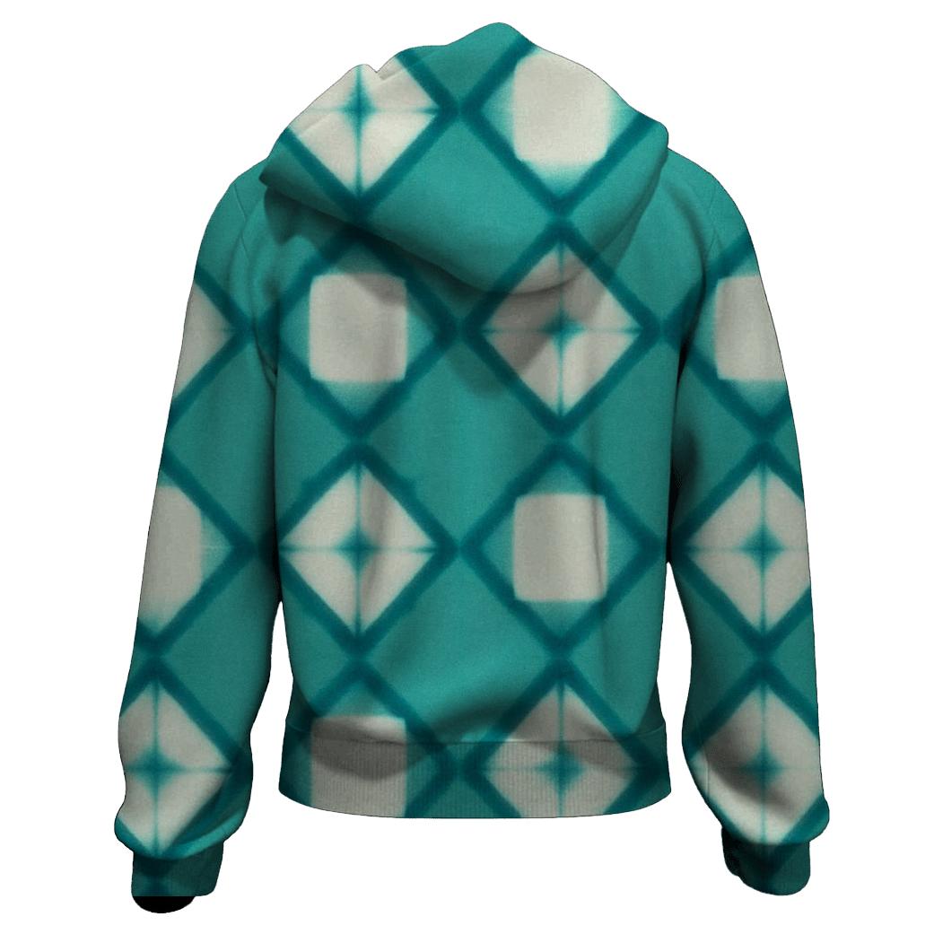 Teal Itajime Prism Grid hoodie designs