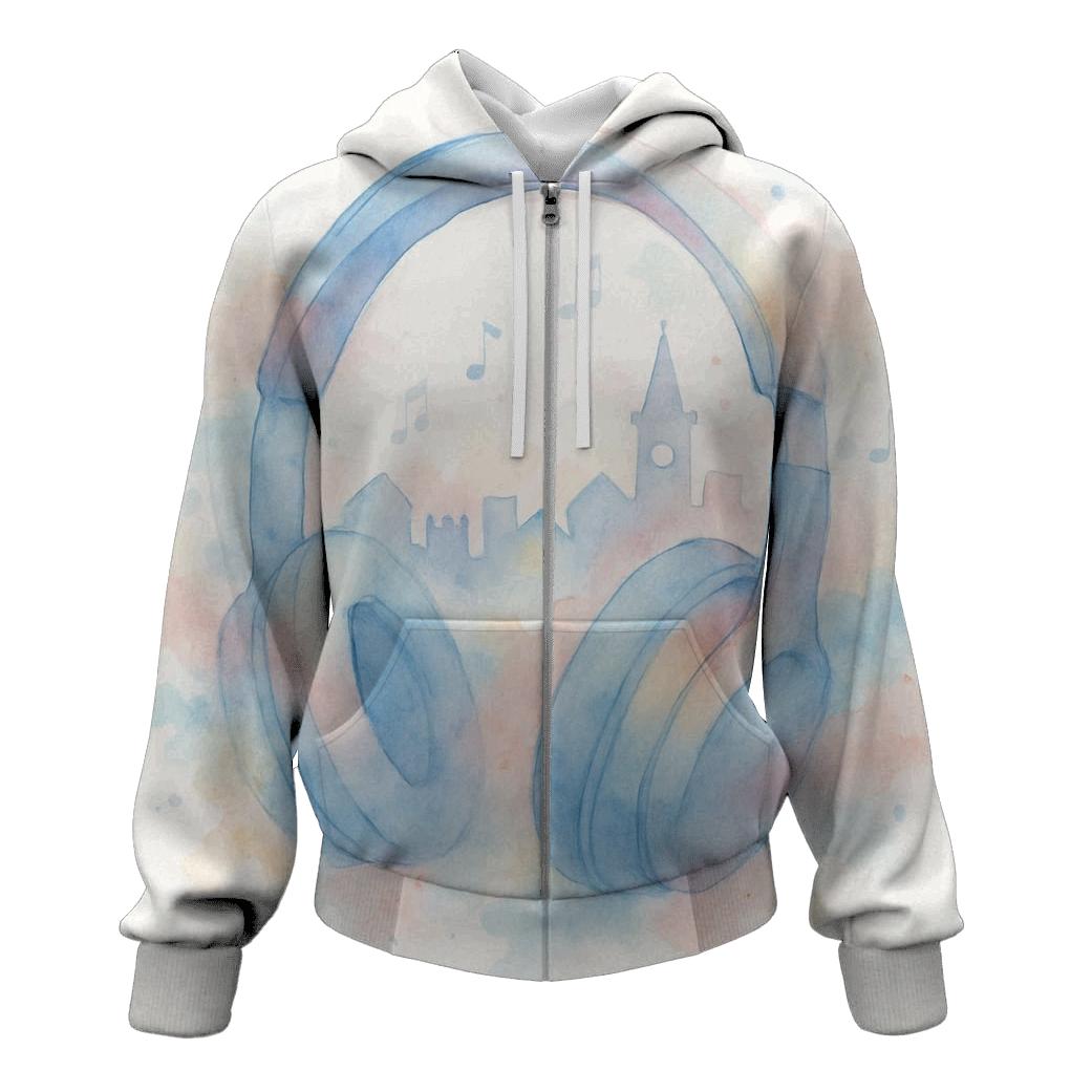 Watercolor Headphone Daydream embroidered hoodies