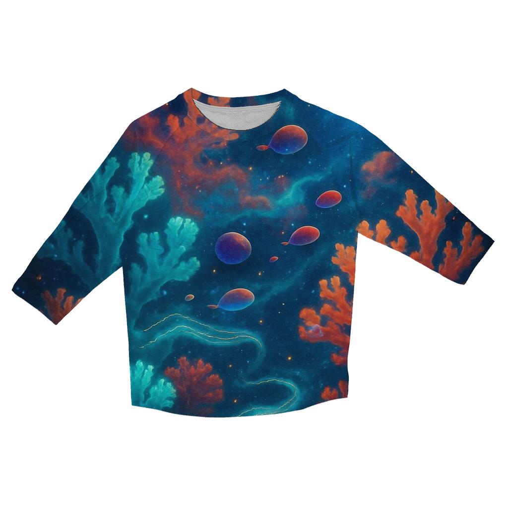 Celestial Coral Reef stylish quarter sleeve tops