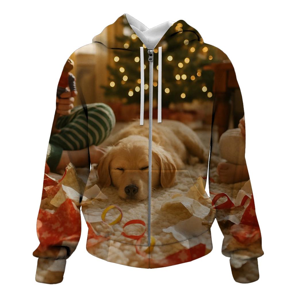 Christmas Morning Paper And Ribbons embroidered hoodies