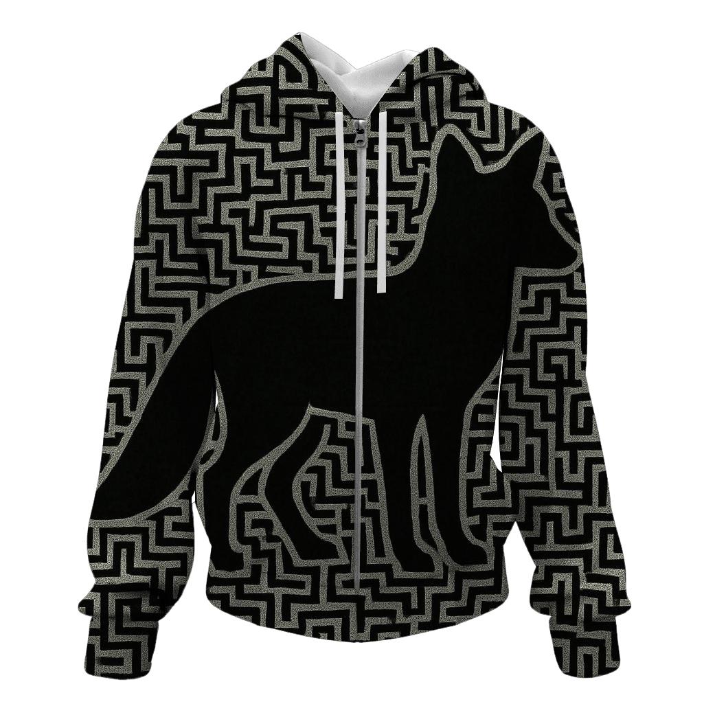 Monochrome Maze Fauna premium hoodies