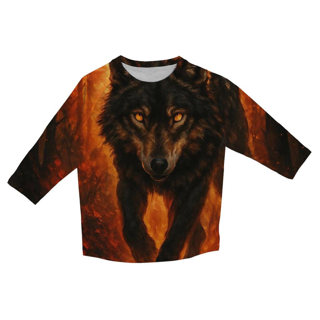 Primal Forest Ember Wolf fashion 3/4 sleeve shirts