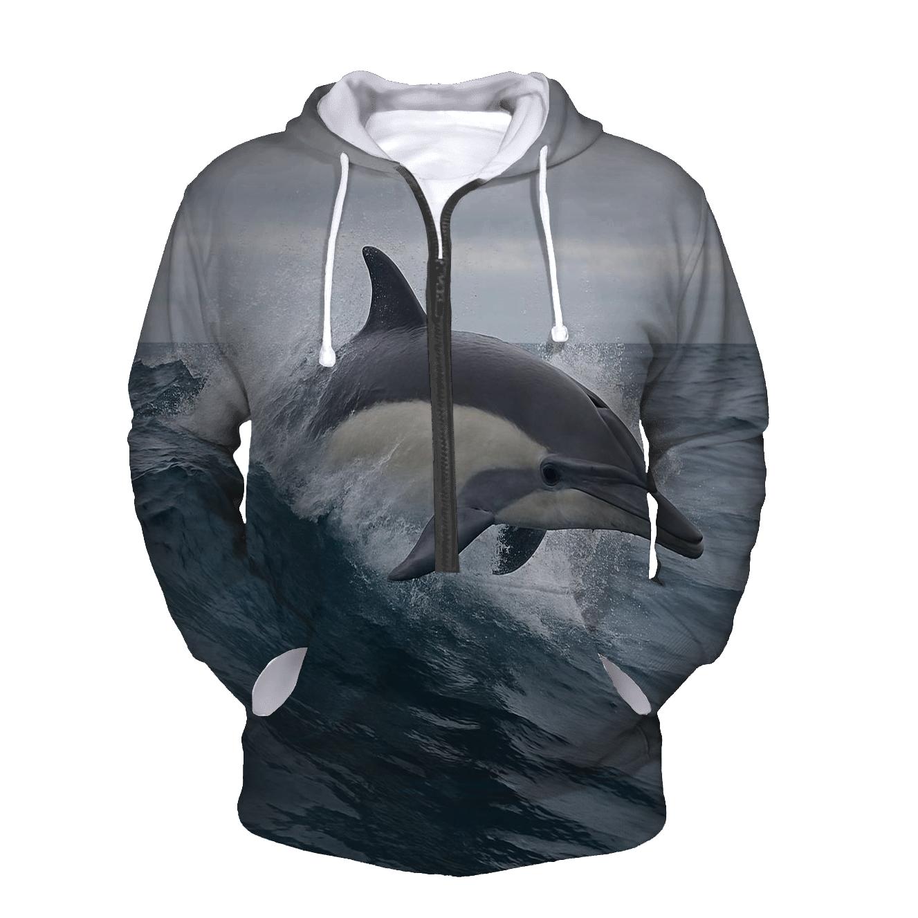 Common Dolphin In Breaking Swell pullover hoodies
