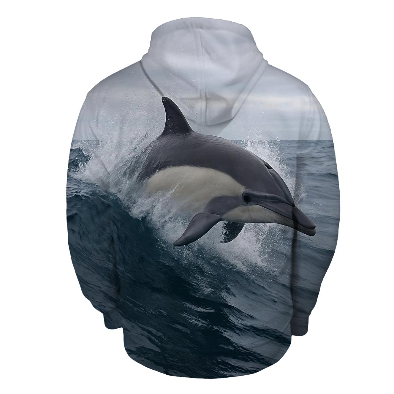 Common Dolphin In Breaking Swell pullover hoodies