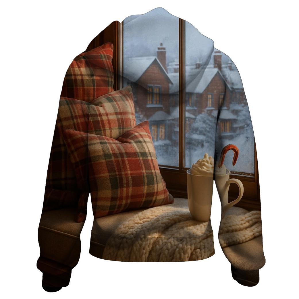 Cozy Window Seat On Christmas Day zip-up hoodies