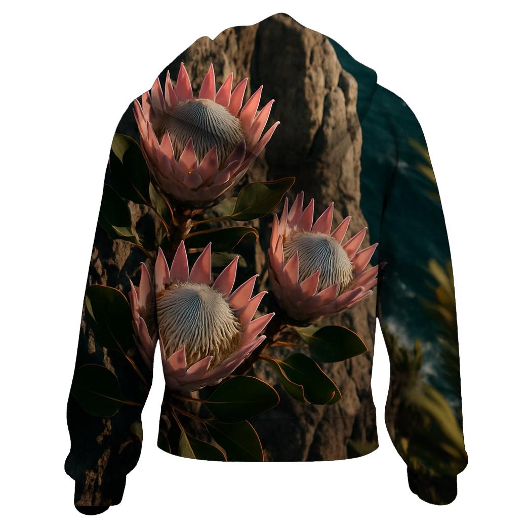 Proteas On A Windy Cape Cliff zip-up hoodies