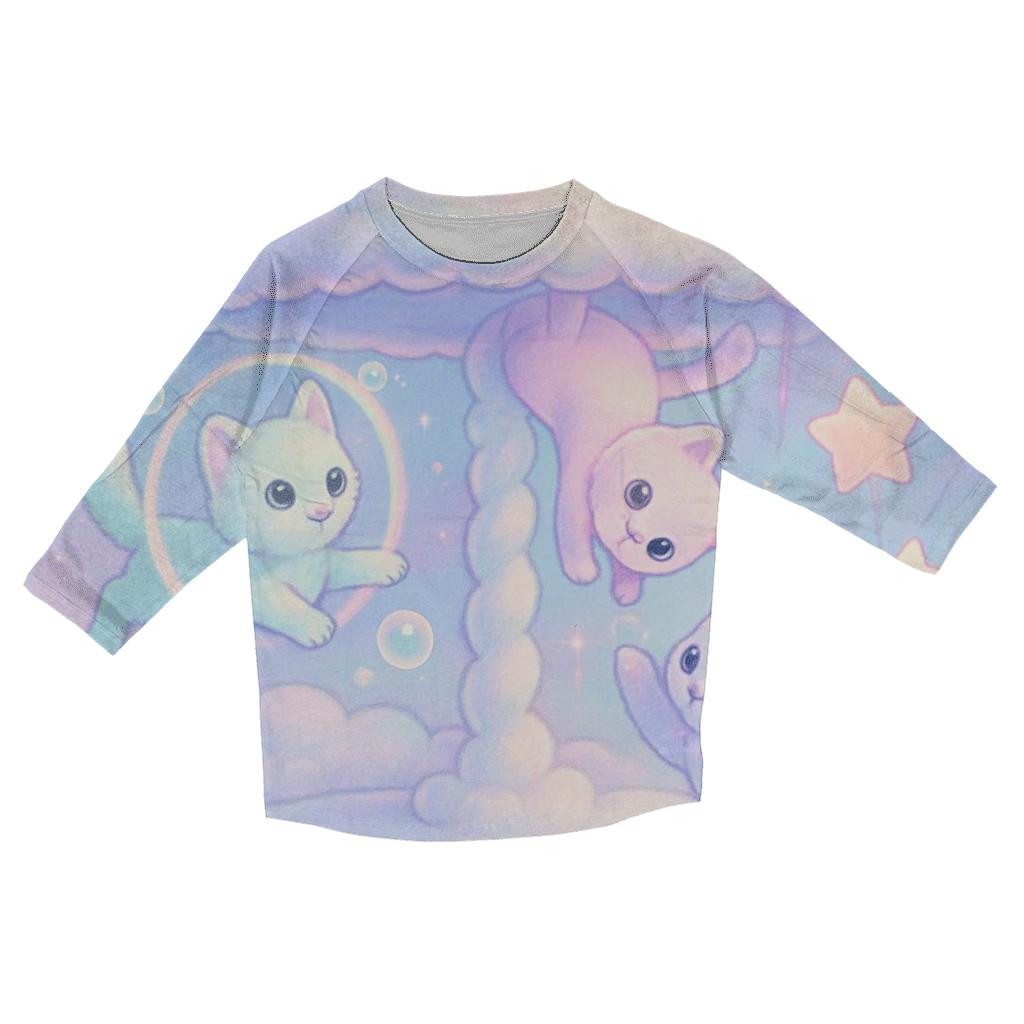 Pastel Carousel Cloud Cats designer 3/4 sleeve blouses