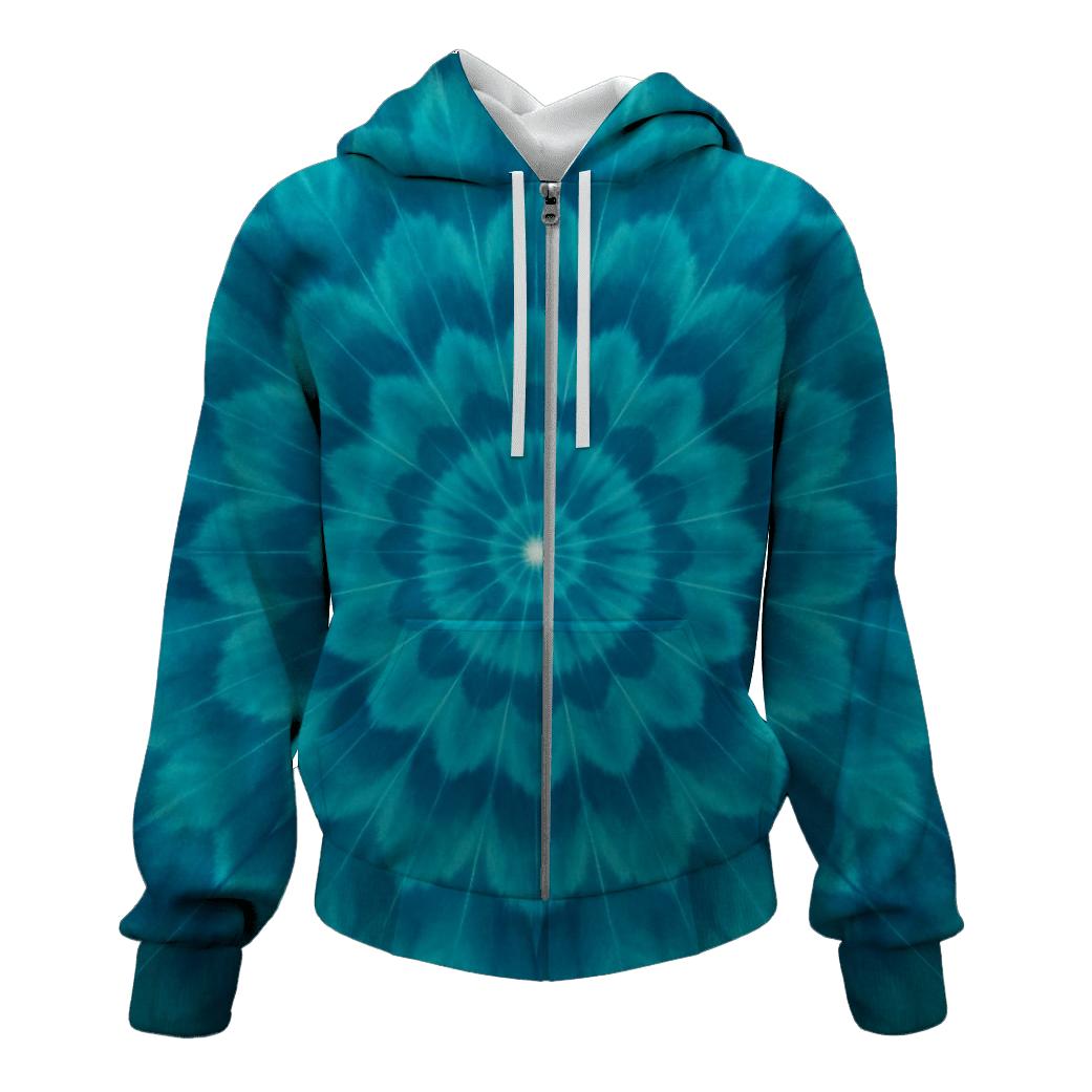Ocean Ring Overdye Mandala zip-up hoodies