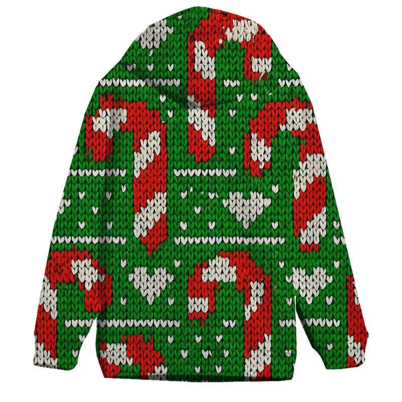Candy Cane Pixel Parade Design zip-up hoodies