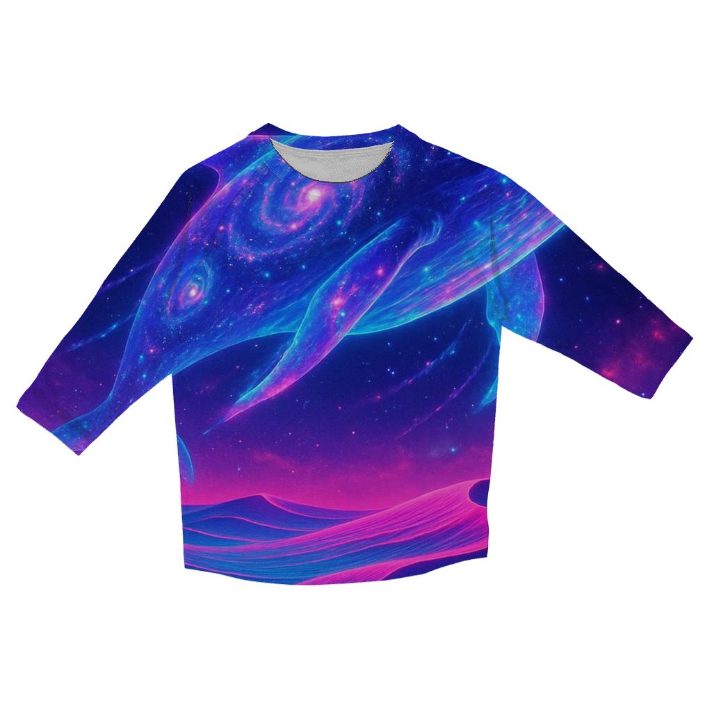 Star Whale Over Neon Dunes trendy 3/4 sleeve tops