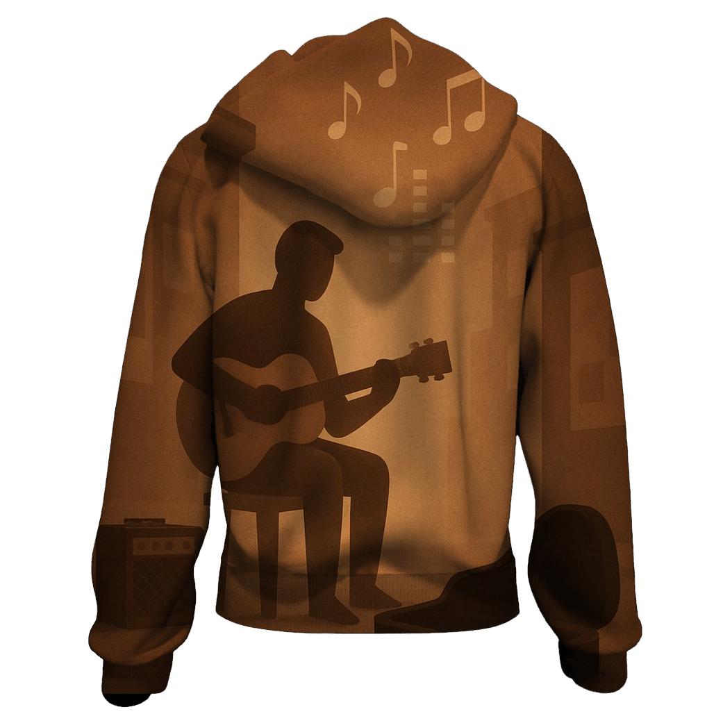 Sepia Street Busker Scene embroidered hoodies