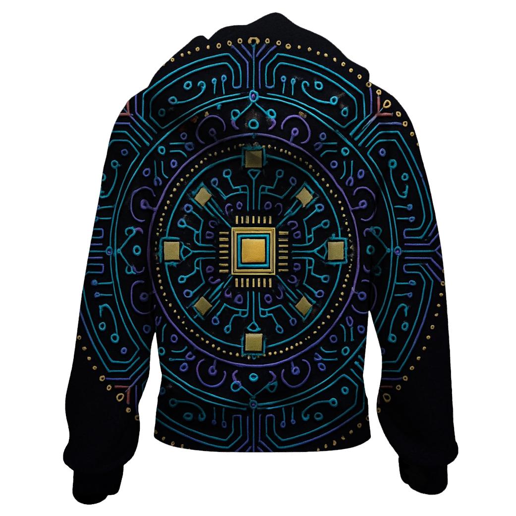 Chromatic Circuit Mandala printed hoodies