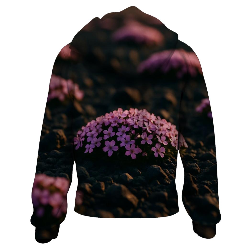 Icelandic Moss Campion On Volcanic Gravel embroidered hoodies