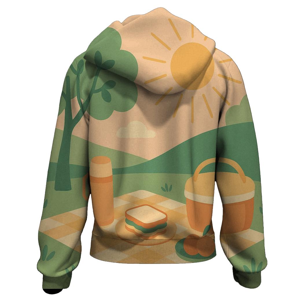 Vintage Picnic Meadow zip-up hoodies
