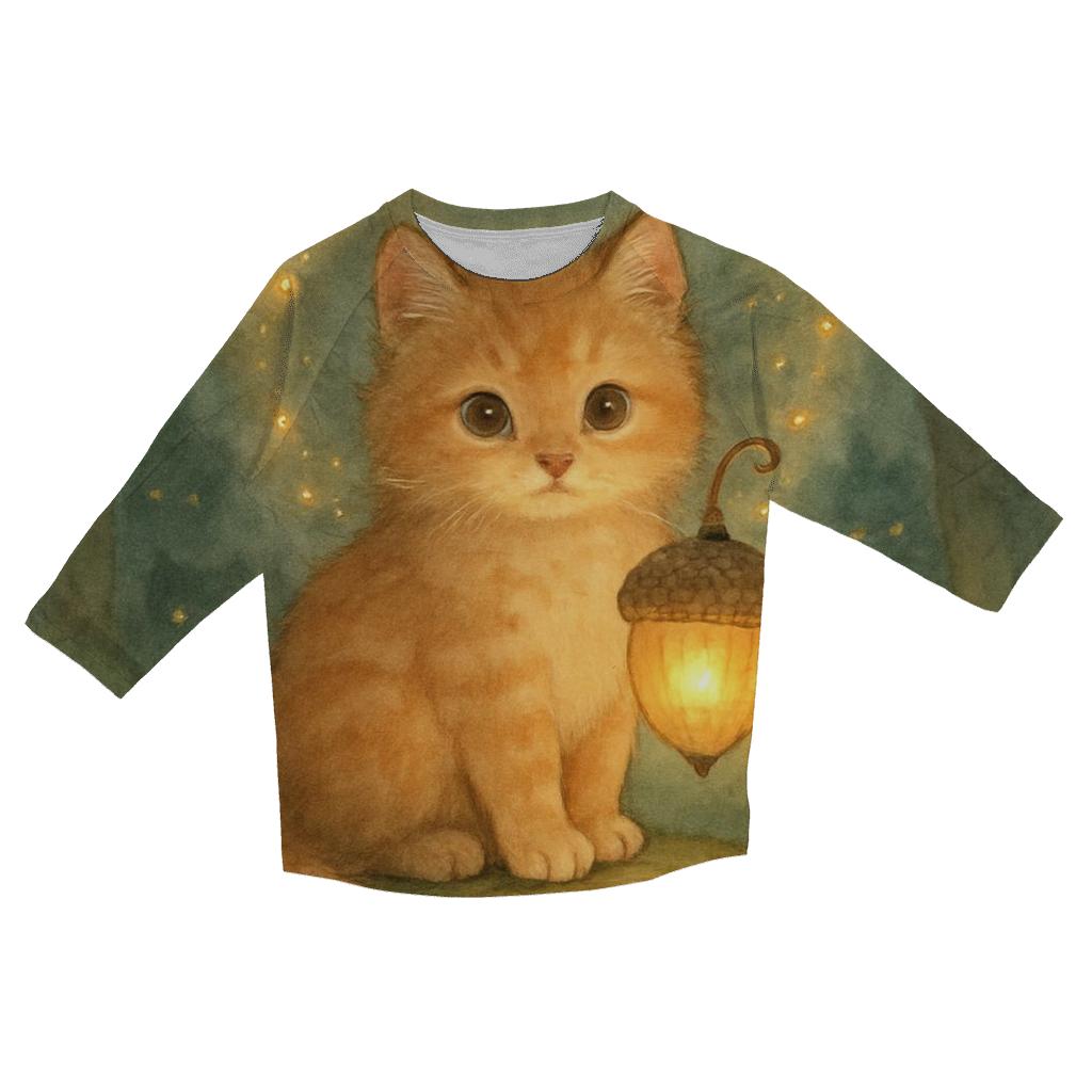 Forest Lantern Guardian Kitten custom 3/4 sleeve shirts