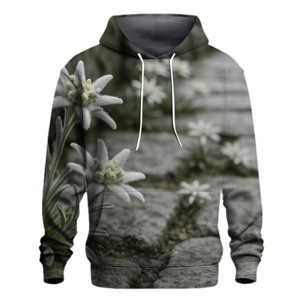 Alpine Edelweiss On Ancient Stone Path graphic hoodies