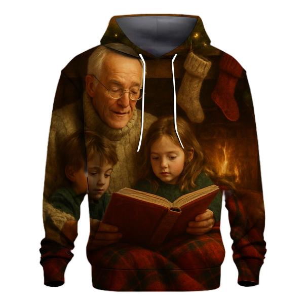 Candlelit Christmas Eve Storytime printed hoodies