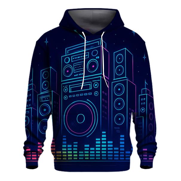 Neon Boombox Skyline custom hoodies