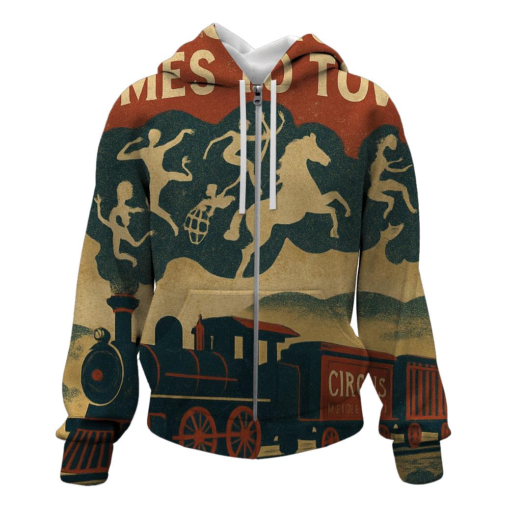 Vintage Circus Train Travel Poster hoodies fashion